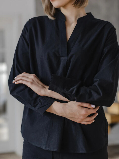 Women's shirt made of boiled cotton Black
