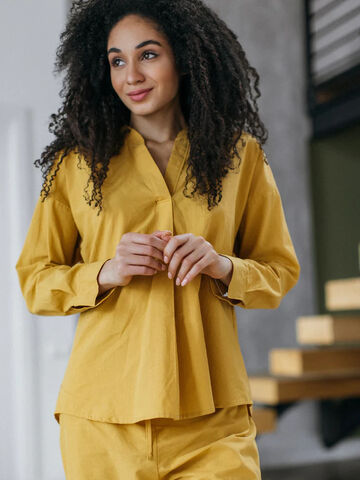 Women's shirt made of boiled cotton Curry