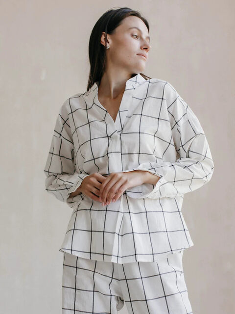 Women's shirt made of boiled cotton Grid