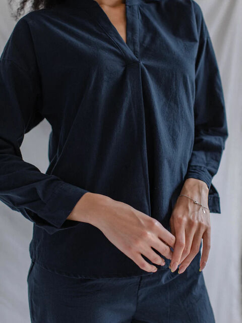 Women's shirt made of boiled cotton Navy