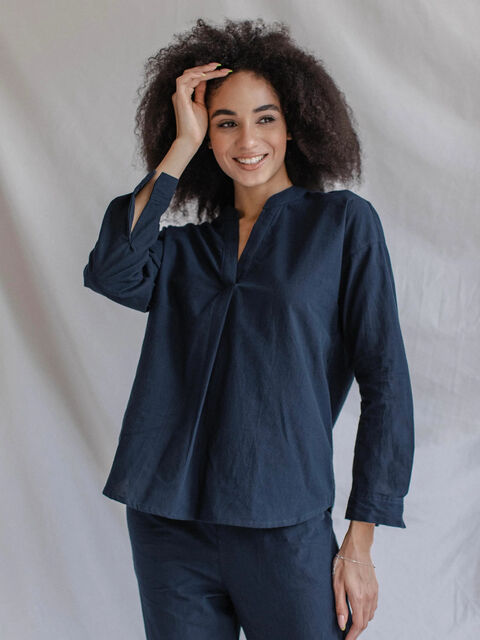Women's shirt made of boiled cotton Navy