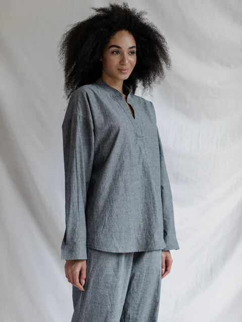 Women's shirt made of boiled cotton Silver