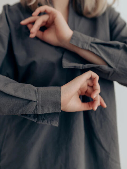 Women's shirt made of boiled cotton Slate