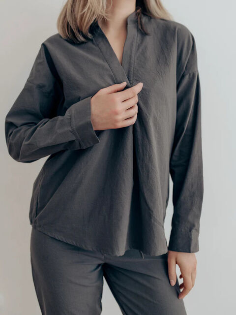 Women's shirt made of boiled cotton Slate