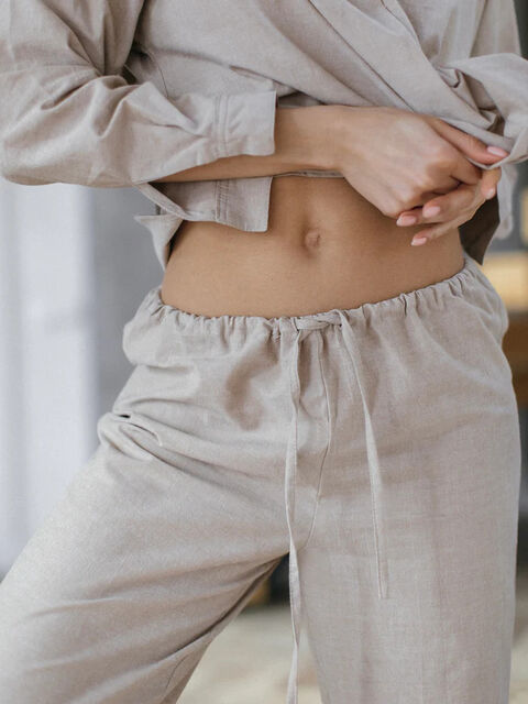 Women's boiled cotton pants Almond