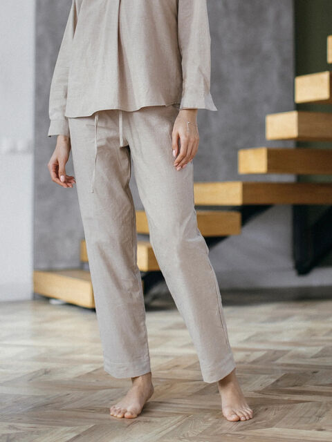 Women's boiled cotton pants Almond