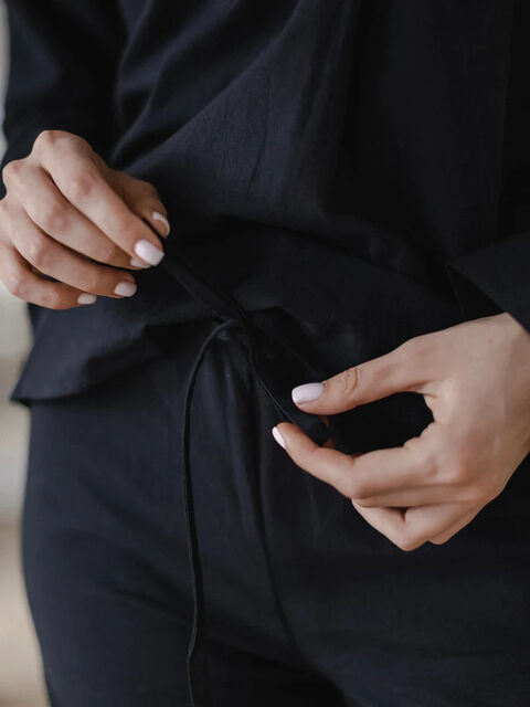 Women's boiled cotton pants Black