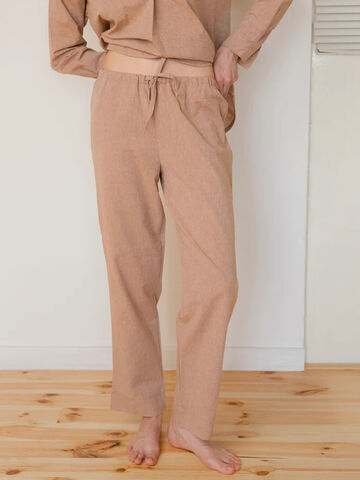 Women's boiled cotton pants Carob