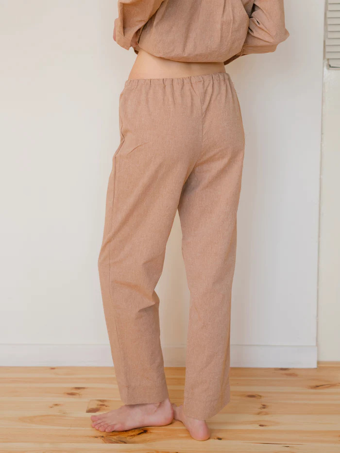 Women's boiled cotton pants Carob