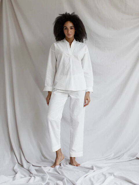 Women's boiled cotton pants Creme