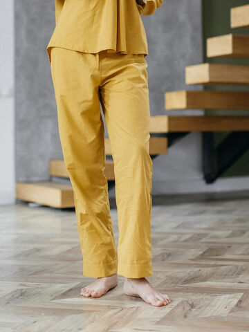 Women's boiled cotton pants Curry