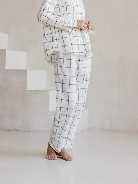Women's boiled cotton pants Grid