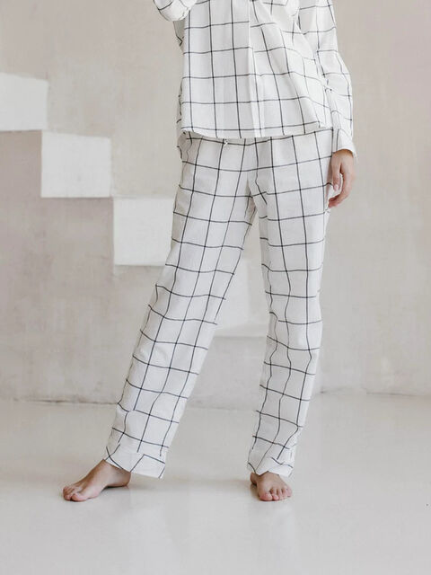 Women's boiled cotton pants Grid