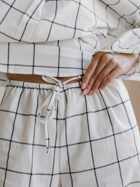 Women's boiled cotton pants Grid