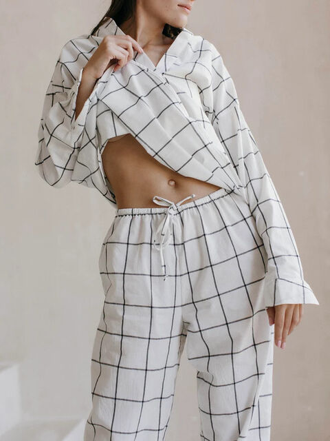 Women's boiled cotton pants Grid