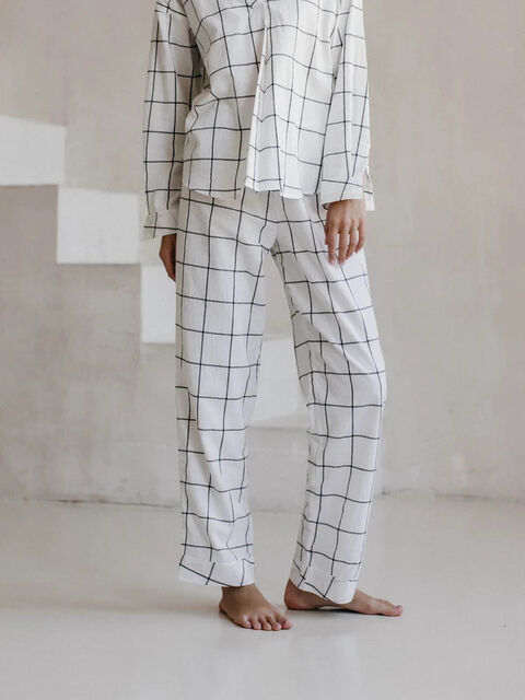 Women's boiled cotton pants Grid