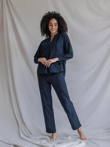 Women's boiled cotton pants Navy