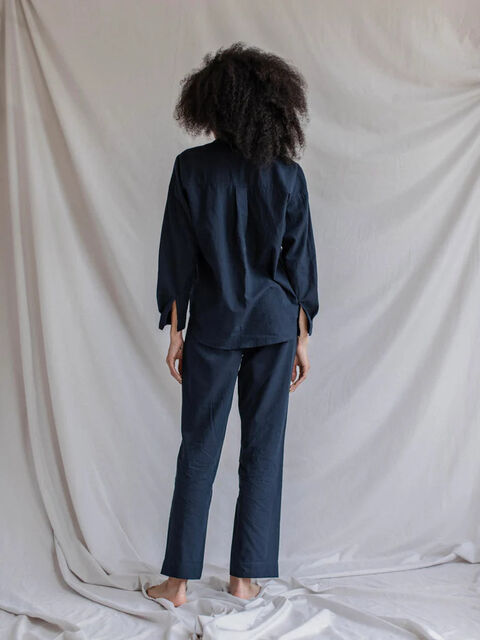 Women's boiled cotton pants Navy