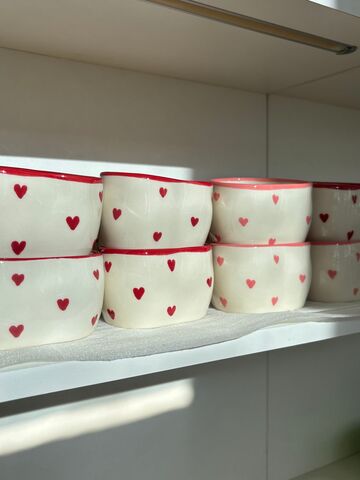 Pink heart-shaped mug