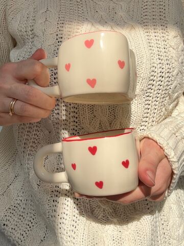 Pink heart-shaped mug