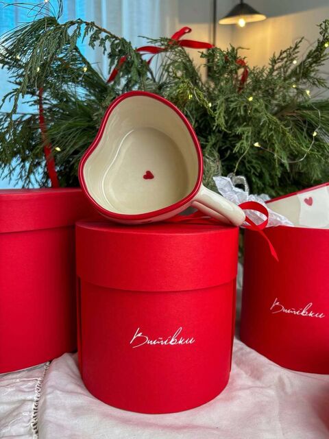 Red heart-shaped mug