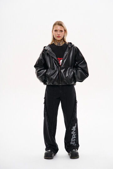 Бомбер NCTRNL оверсайз зі шкірзаму Боул