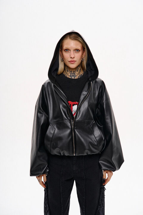 Бомбер NCTRNL оверсайз зі шкірзаму Боул