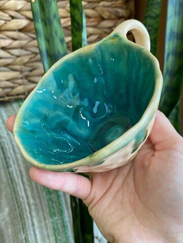 Горнятко конус бірюза з блюдцем