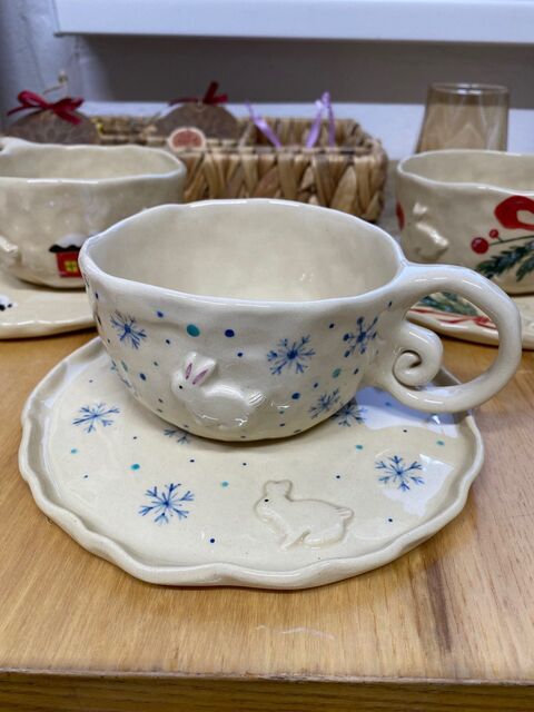 Тарілка Зимова блакитна