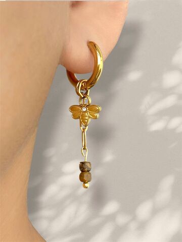 Cережки "Натуральне каміння з позолоченою бджілкою"