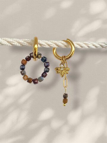 Cережки "Натуральне каміння з позолоченою бджілкою"