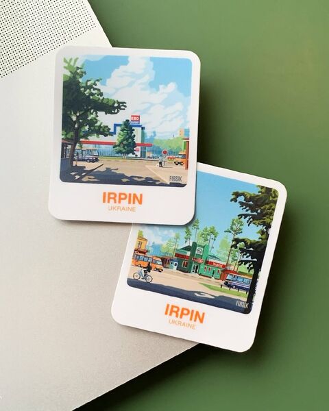 Стікер-палароїд Ірпінь. Каштан