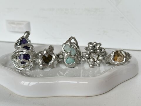 Каблучка з кришталем та кульками