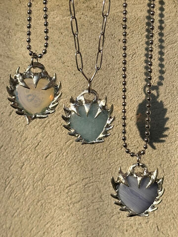 “Prickly Heart” pendant made of opalite