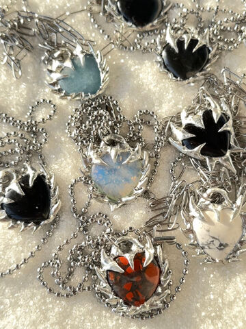 “Prickly Heart” pendant made of opalite
