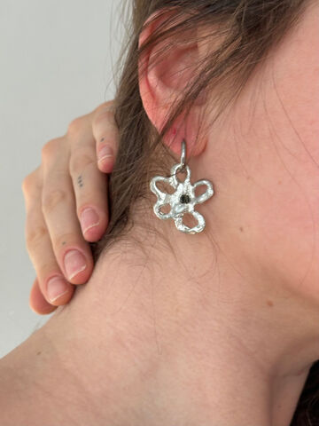 Сережки квіточки з чорним кристалом