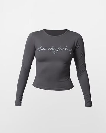 Сірий лонгслив “Shut the fuck up”
