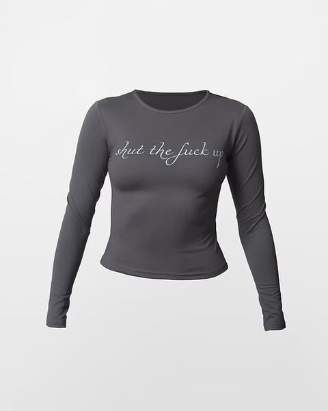 Сірий лонгслив “Shut the fuck up”