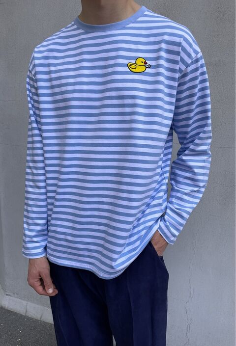 Longsleeve with blue stripes and embroidery Duckling