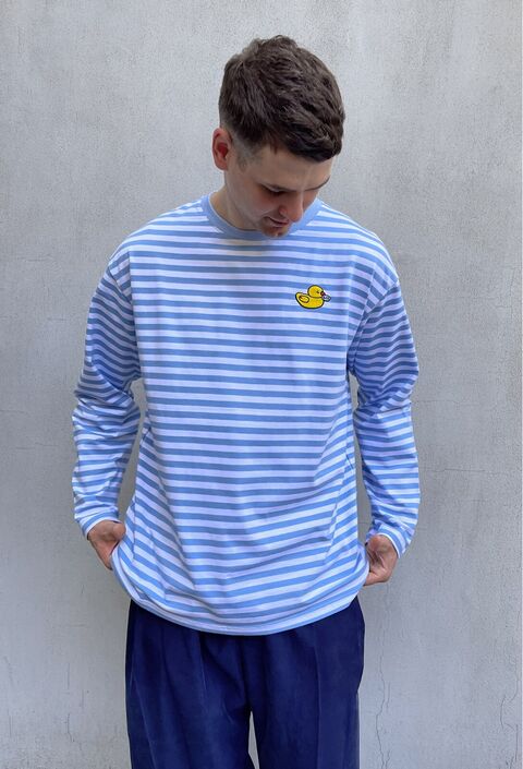 Longsleeve with blue stripes and embroidery Duckling