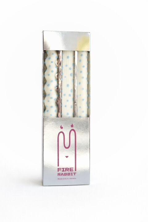 Набір свічок Blue Dot Taper Candles White