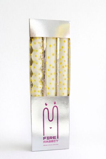 Набір свічок Yellow Dot Taper Candles White