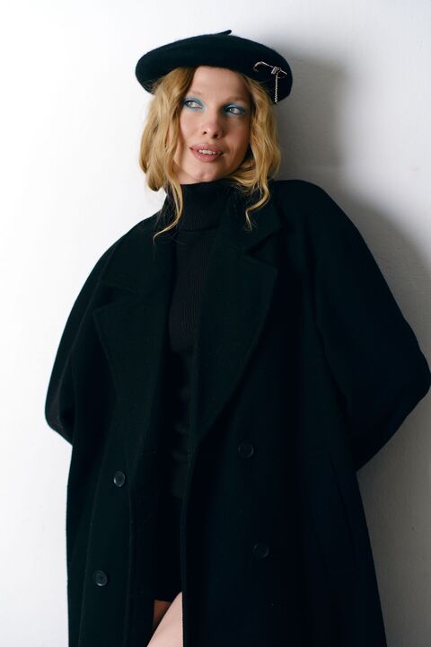 Чорний вовняний берет Bitchin'