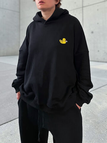 Black hoodie with “Duckling” embroidery
