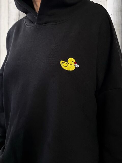 Black hoodie with “Duckling” embroidery
