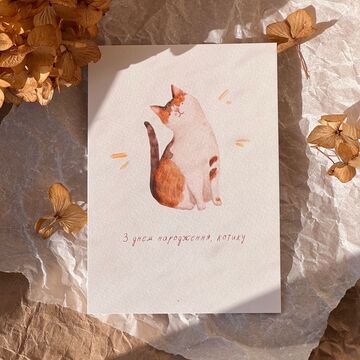 Листівка З днем народження, котику