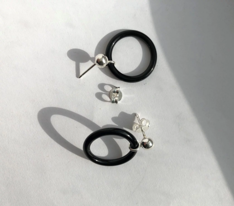 Сережки з кулями та агатом